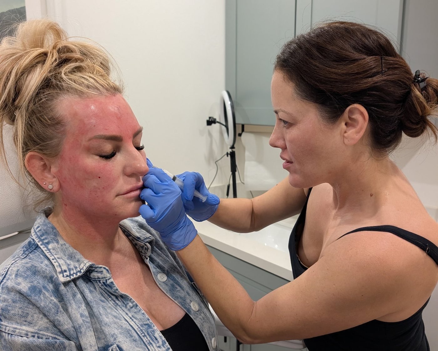 Injectable treatment in progress at Satori Medical Aesthetics